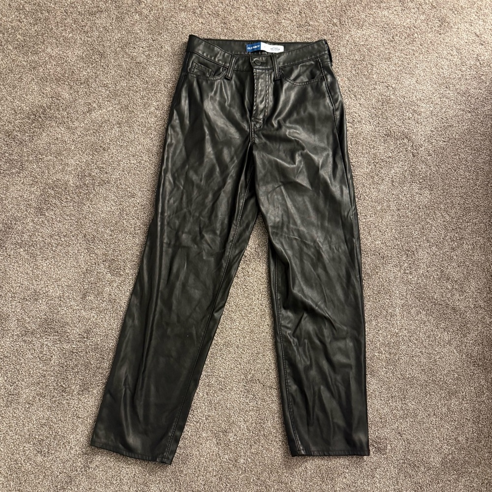 Old Navy Women’s Size S Black Faux Leather High-Rise Pants